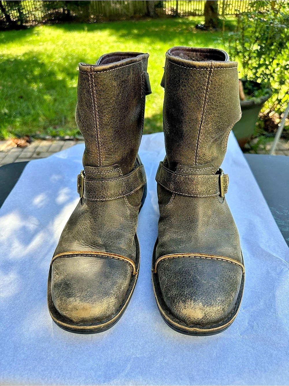 UGG S/N 5627 Leather Moto Boots Brown US 11